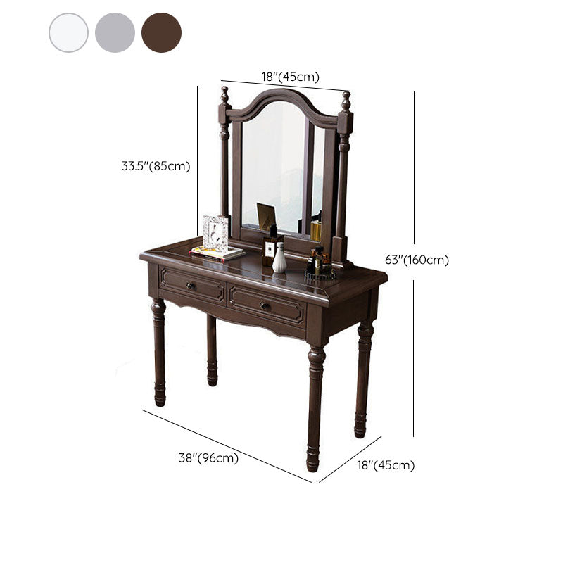 Victorian Dressing Table with 2-Drawers and Mirror Make-up Vanity