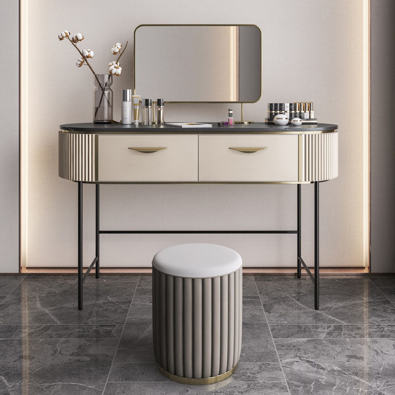 Contemporary Bedroom Double Drawers Metal Standing Make-up Vanity Makeup Vanity & Mirror & Stools Clearhalo 'Bedroom Furniture' 'furn' 'furn_makeup_vanities' 'Furniture' 'Makeup Vanities' 'makeup_vanities' 6201417