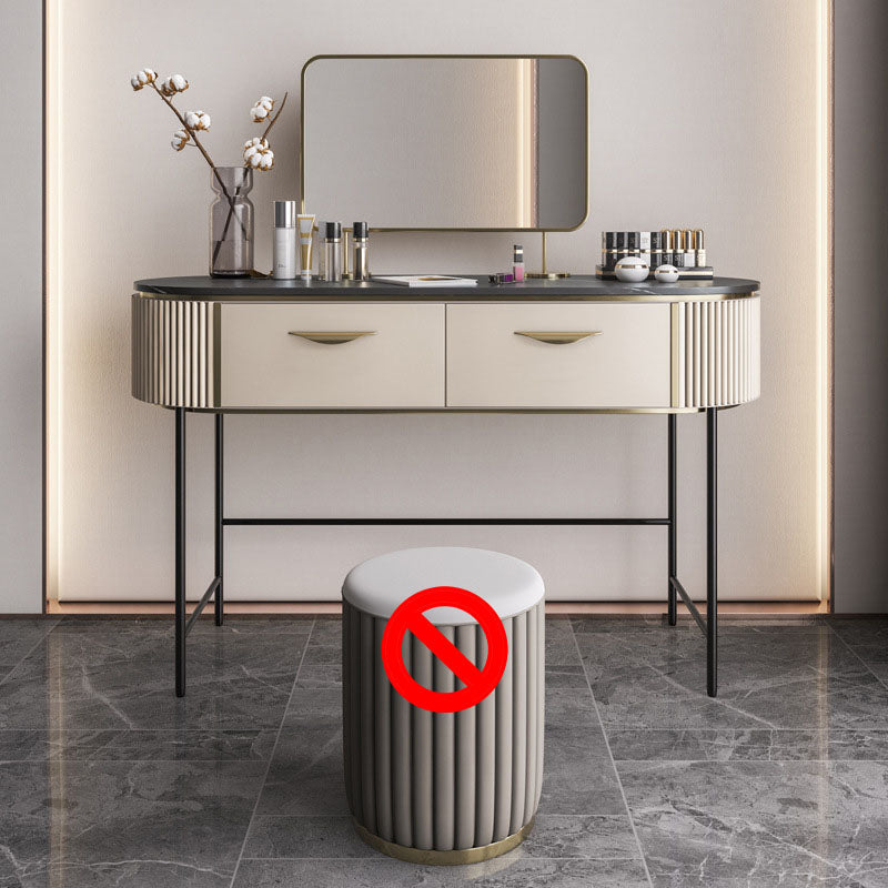 Contemporary Bedroom Double Drawers Metal Standing Make-up Vanity Makeup Vanity & Mirror Clearhalo 'Bedroom Furniture' 'furn' 'furn_makeup_vanities' 'Furniture' 'Makeup Vanities' 'makeup_vanities' 6201418