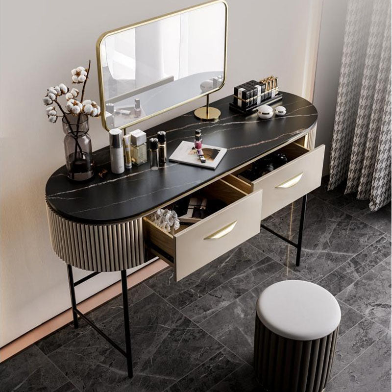 Contemporary Bedroom Double Drawers Metal Standing Make-up Vanity Clearhalo 'Bedroom Furniture' 'furn' 'furn_makeup_vanities' 'Furniture' 'Makeup Vanities' 'makeup_vanities' 6201420