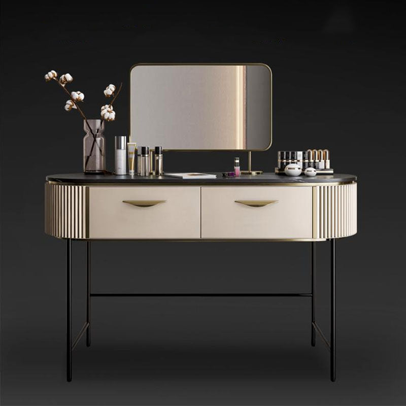 Contemporary Bedroom Double Drawers Metal Standing Make-up Vanity Clearhalo 'Bedroom Furniture' 'furn' 'furn_makeup_vanities' 'Furniture' 'Makeup Vanities' 'makeup_vanities' 6201430