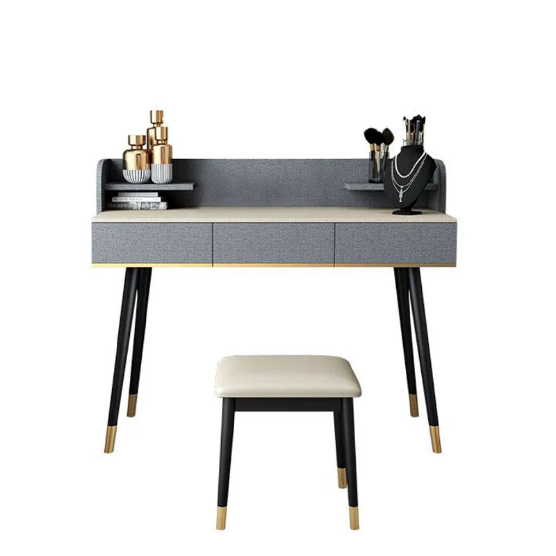 Tocador de maquillaje con madera de cajón con mesa de maquillaje y taburete glamour