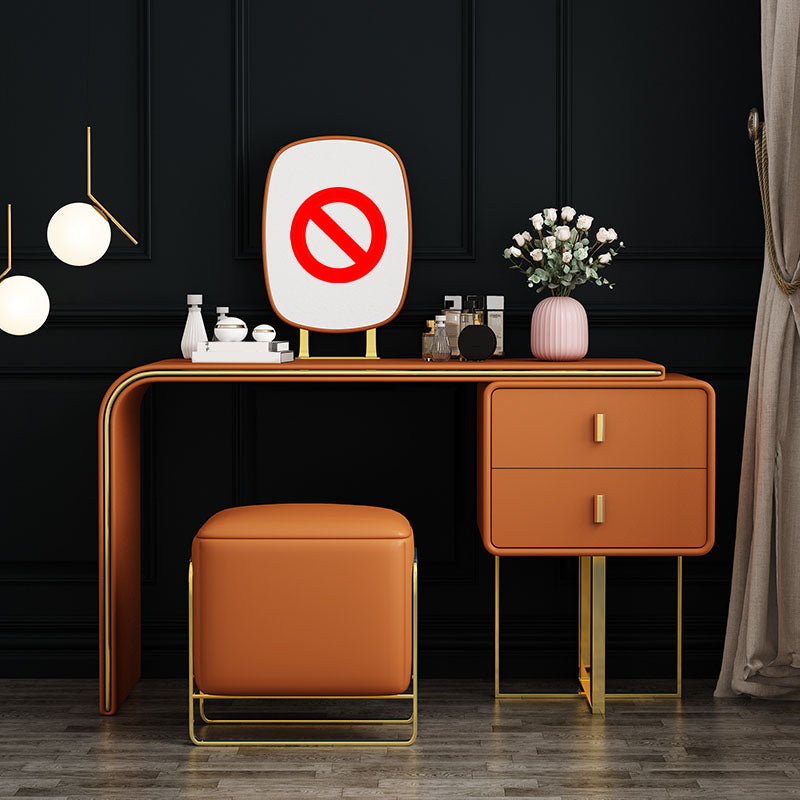 Vanité de maquillage de 20,47 "avec 2 tiroirs de rangement en faux cuir commode