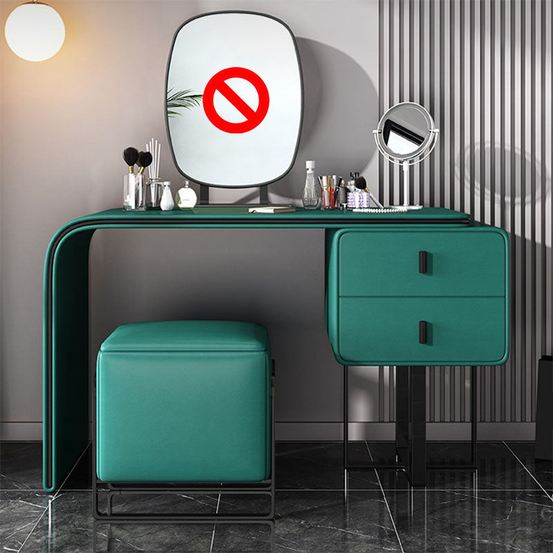 Vanité de maquillage de 20,47 "avec 2 tiroirs de rangement en faux cuir commode