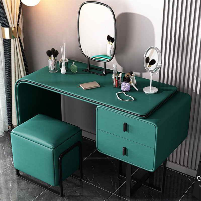 Vanité de maquillage de 20,47 "avec 2 tiroirs de rangement en faux cuir commode