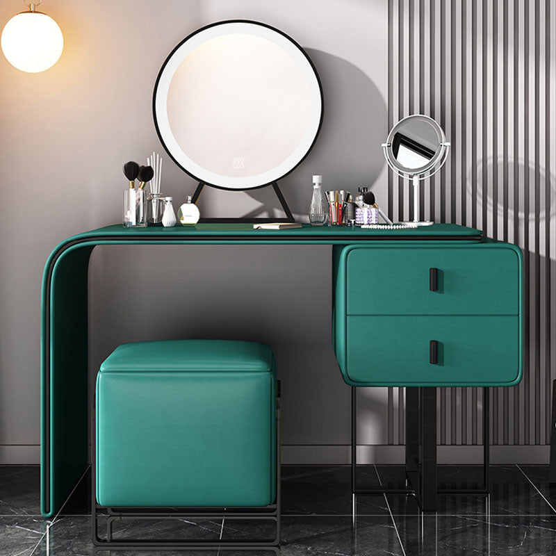 Vanité de maquillage de 20,47 "avec 2 tiroirs de rangement en faux cuir commode