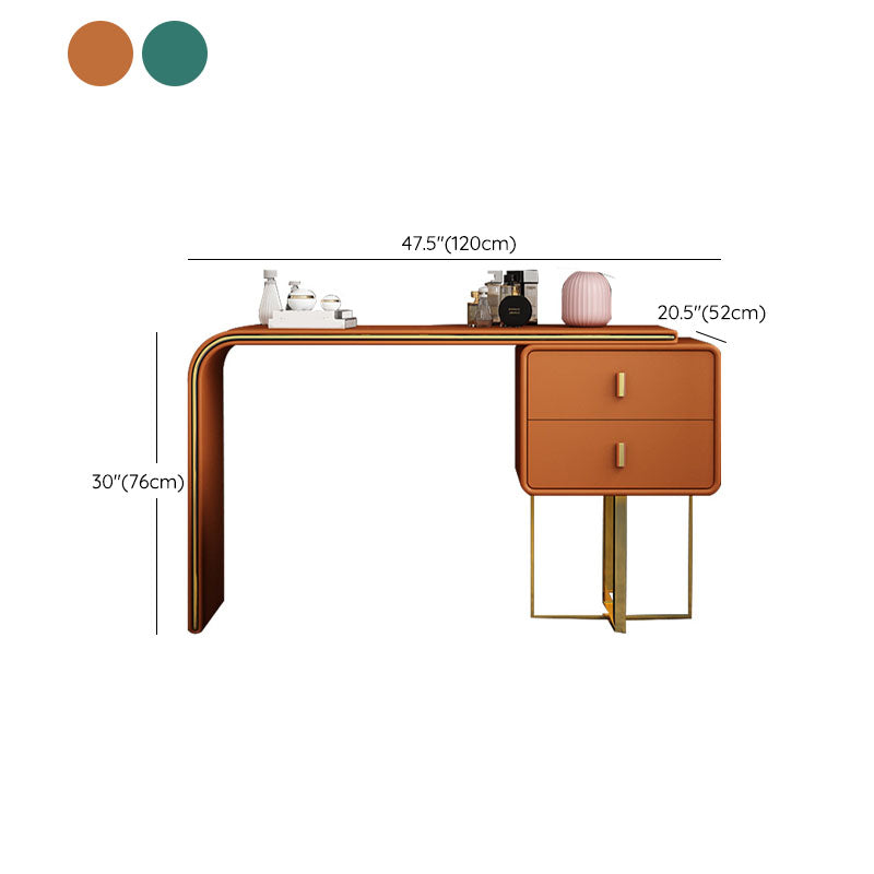 Vanité de maquillage de 20,47 "avec 2 tiroirs de rangement en faux cuir commode