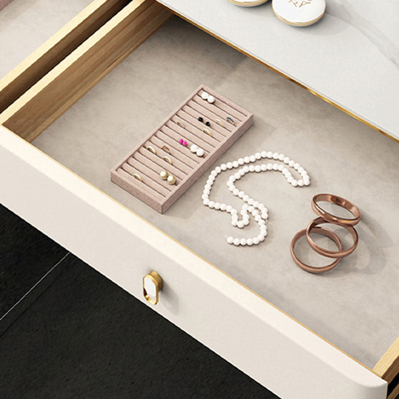 Luxurious tocador de tocador 2 cajones de almacenamiento con base de oro en blanco