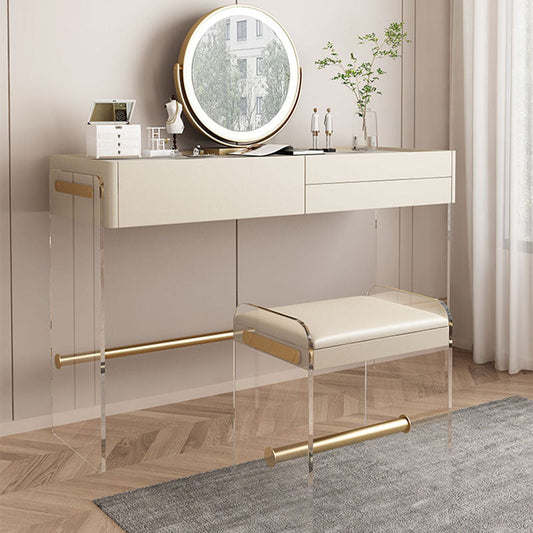 15.74" Wide Make-up Vanity with 3 Storage Drawers Bright White Dresser