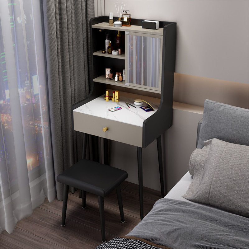 Ensemble de vanité moderne avec 1 tiroir et miroir et étagères de rangement