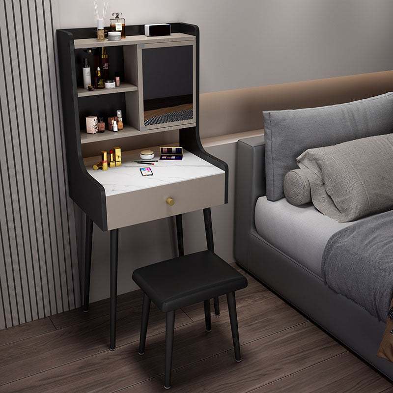 Ensemble de vanité moderne avec 1 tiroir et miroir et étagères de rangement