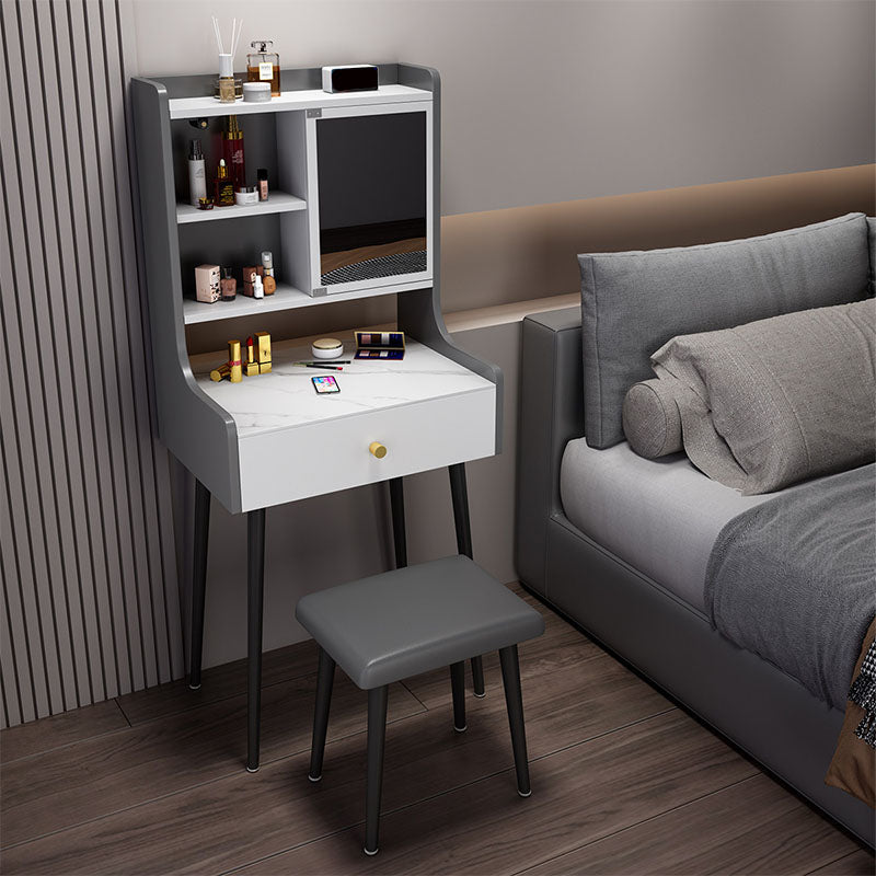 Ensemble de vanité moderne avec 1 tiroir et miroir et étagères de rangement