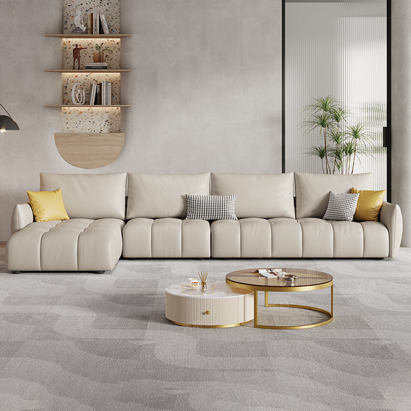 Nordic Pillows Square Arm Living Room Faux Leather Stationary Seating Clearhalo 'furn' 'furn_sectionals' 'Furniture' 'Living Room Furniture' 'Sectionals' 6201676