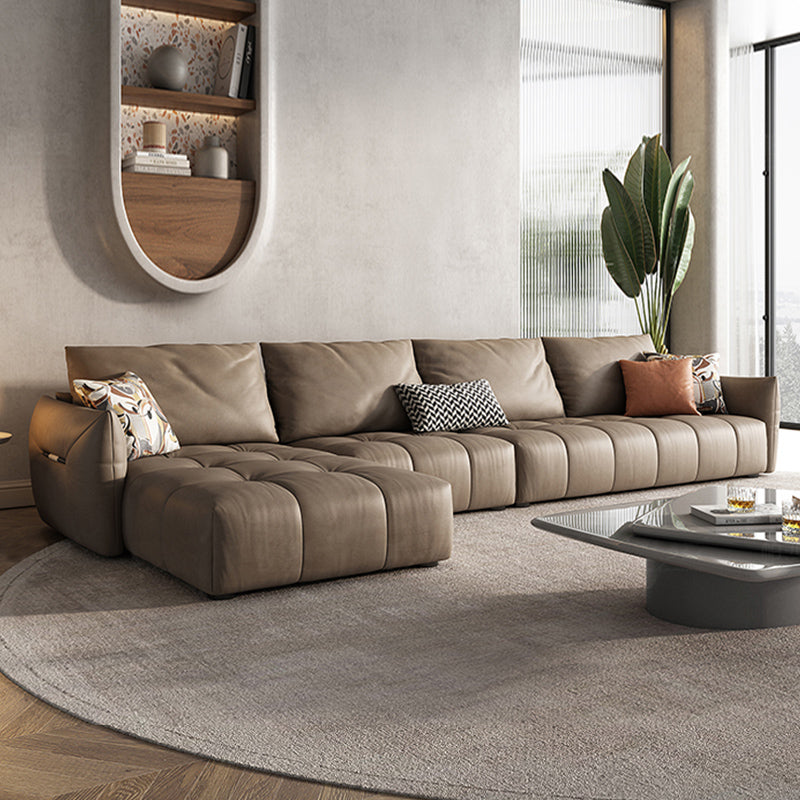 Nordic Pillows Square Arm Living Room Faux Leather Stationary Seating Coffee Left Clearhalo 'furn' 'furn_sectionals' 'Furniture' 'Living Room Furniture' 'Sectionals' 6201678