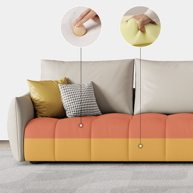 Nordic Pillows Square Arm Living Room Faux Leather Stationary Seating Clearhalo 'furn' 'furn_sectionals' 'Furniture' 'Living Room Furniture' 'Sectionals' 6201684