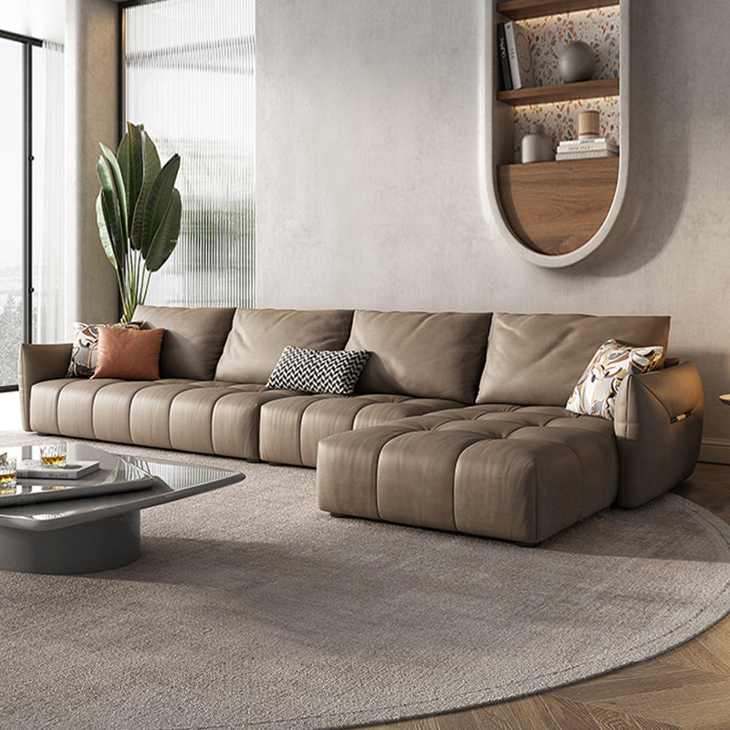 Nordic Pillows Square Arm Living Room Faux Leather Stationary Seating Coffee Right Clearhalo 'furn' 'furn_sectionals' 'Furniture' 'Living Room Furniture' 'Sectionals' 6201687