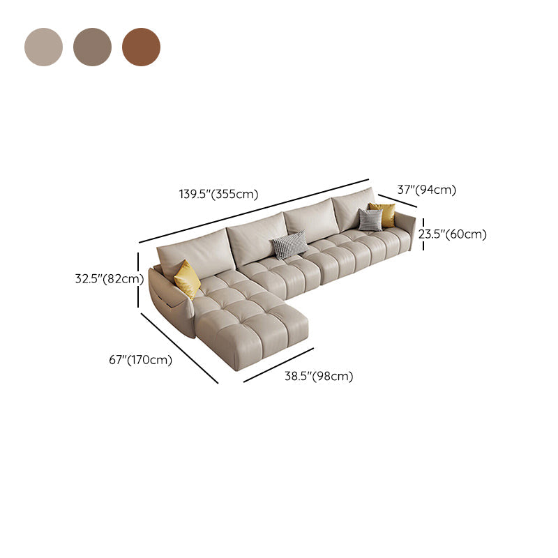 Nordic Pillows Square Arm Living Room Faux Leather Stationary Seating Clearhalo 'furn' 'furn_sectionals' 'Furniture' 'Living Room Furniture' 'Sectionals' 6201688