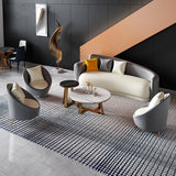 Sofa incurvé au dos serré contemporain avec oreiller, canapé de bras de smoking en cuir