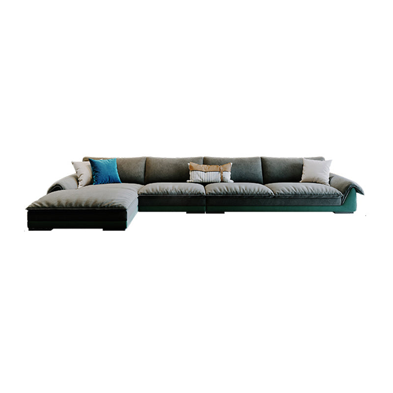 Contemporary Stationary Fabric Living Room Flared Arm Pillows Seating Clearhalo 'furn' 'furn_sectionals' 'Furniture' 'Living Room Furniture' 'Sectionals' 6201720