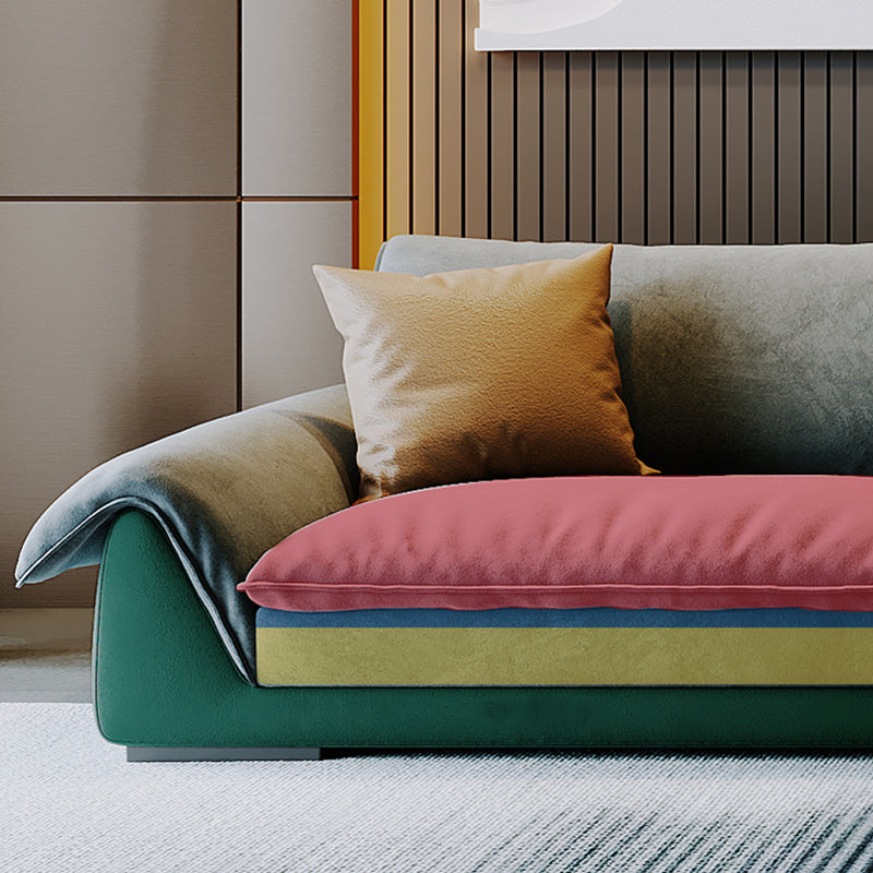 Contemporary Stationary Fabric Living Room Flared Arm Pillows Seating Clearhalo 'furn' 'furn_sectionals' 'Furniture' 'Living Room Furniture' 'Sectionals' 6201722