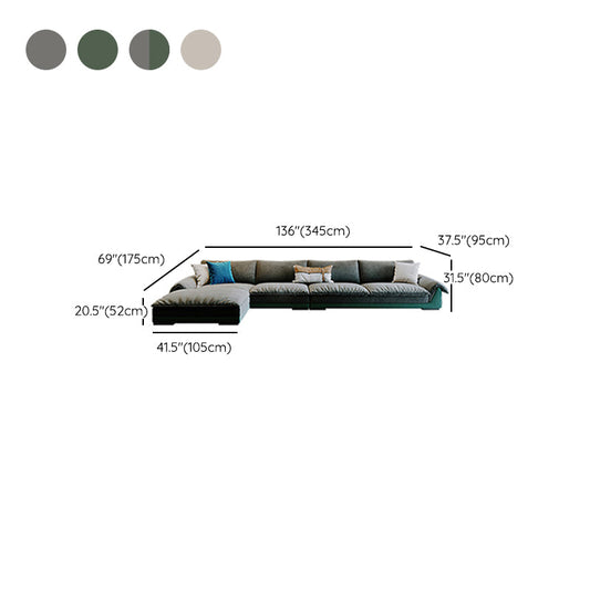 Contemporary Stationary Fabric Living Room Flared Arm Pillows Seating Clearhalo 'furn' 'furn_sectionals' 'Furniture' 'Living Room Furniture' 'Sectionals' 6201729