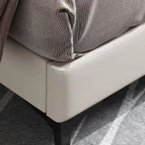 Lit en bois de pin standard moderne avec tête de lit rembourrée