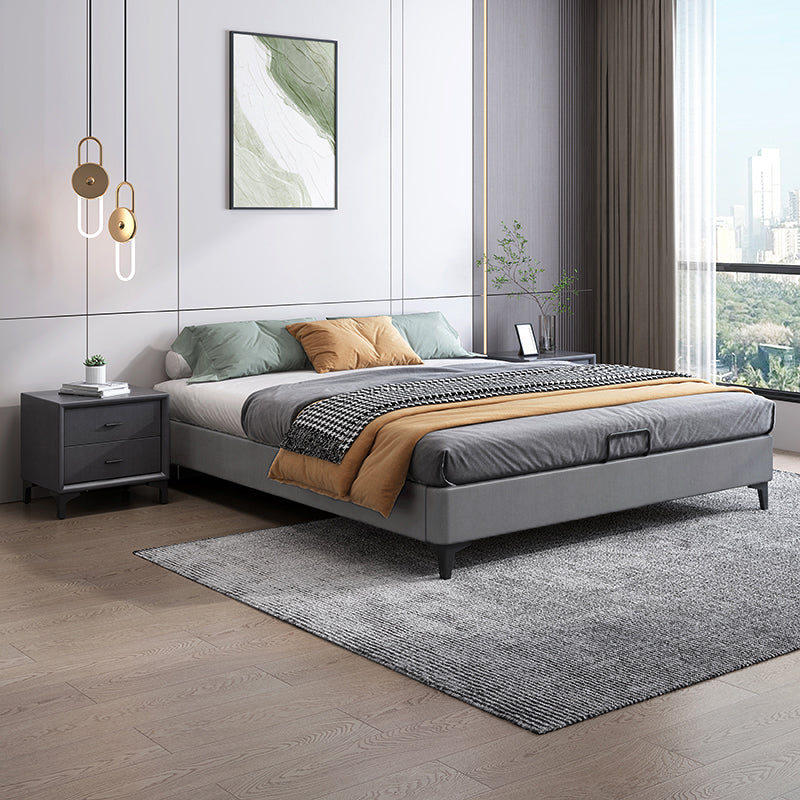 Contemporary 11.02 " Tall Wooden Frame Platform Bed for Bedroom Light Gray Clearhalo 'Bedroom Furniture' 'Beds' 'furn' 'furn_beds' 'Furniture' 6201780