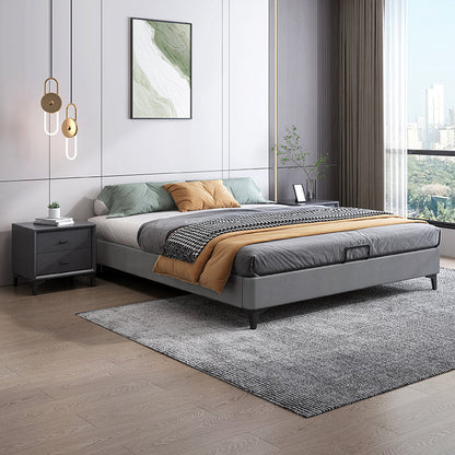 Contemporary 11.02 " Tall Wooden Frame Platform Bed for Bedroom Light Gray Clearhalo 'Bedroom Furniture' 'Beds' 'furn' 'furn_beds' 'Furniture' 6201780