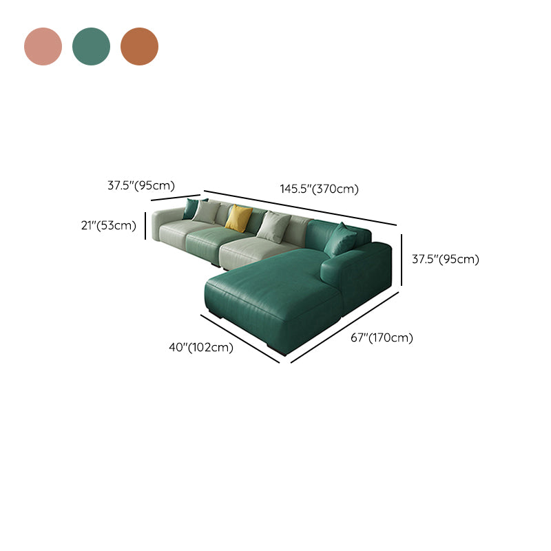 Stationary Faux Leather Living Room Square Arm Cushions Sofa