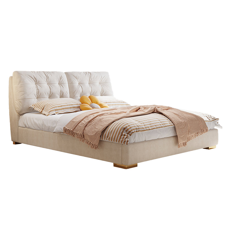Modern & Contemporary Bed Frame Tufted Standard Bed With Custom Gold Legs