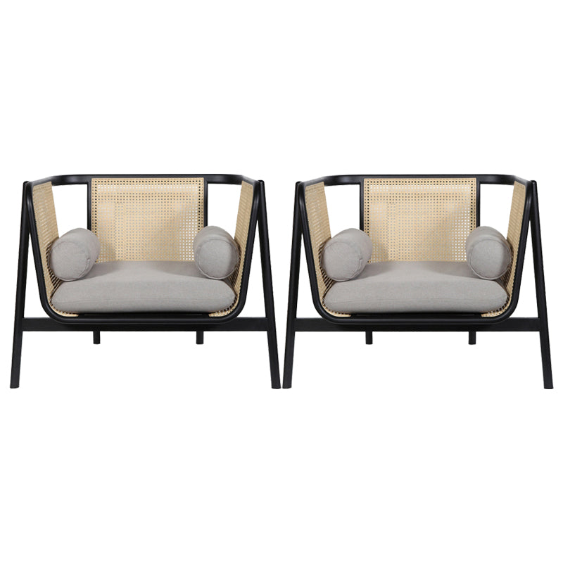 Mid-century Modern Flared Arms Accent Chair Solid Wood Armchair Black 2 Piece Set Clearhalo 'Accent Chairs' 'accent_chairs' 'Chairs & Seating' 'furn' 'furn_accent_chairs' 'Furniture' 'Living Room Furniture' 6201842