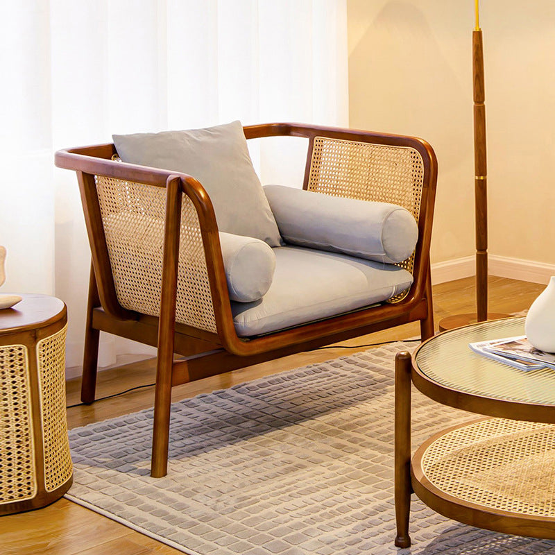 Mid-century Modern Flared Arms Accent Chair Solid Wood Armchair Clearhalo 'Accent Chairs' 'accent_chairs' 'Chairs & Seating' 'furn' 'furn_accent_chairs' 'Furniture' 'Living Room Furniture' 6201843