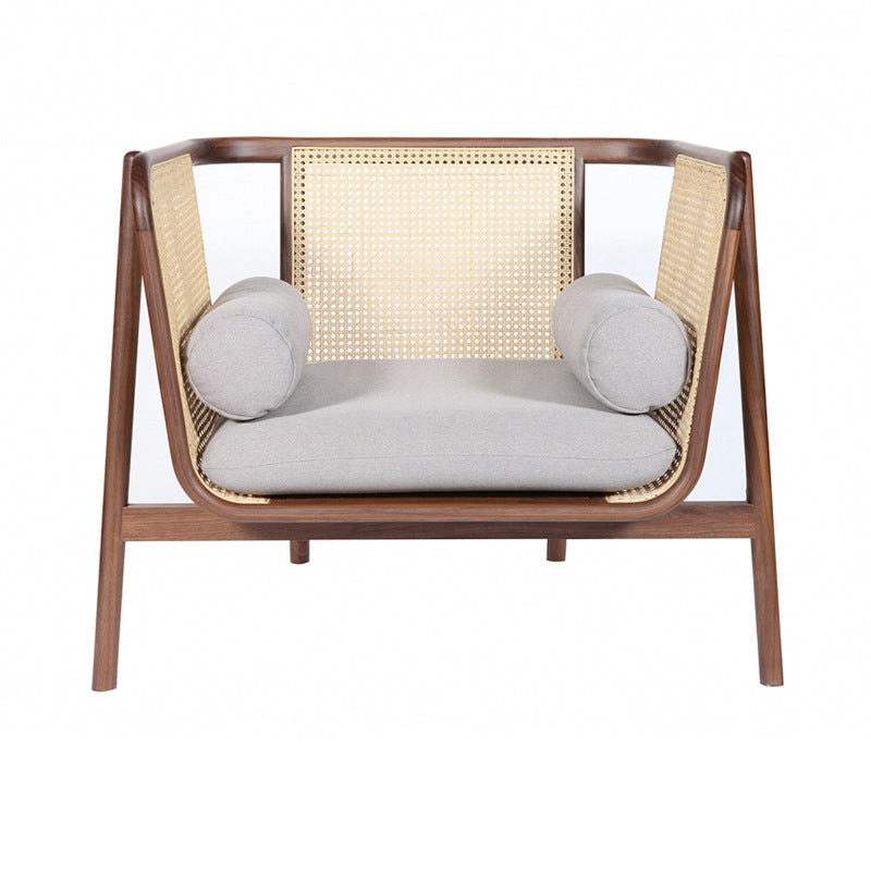 Mid-century Modern Flared Arms Accent Chair Solid Wood Armchair Nut-Brown 1 Piece Clearhalo 'Accent Chairs' 'accent_chairs' 'Chairs & Seating' 'furn' 'furn_accent_chairs' 'Furniture' 'Living Room Furniture' 6201846