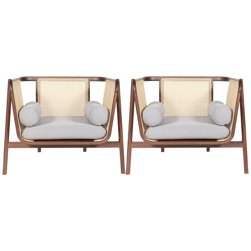 Mid-century Modern Flared Arms Accent Chair Solid Wood Armchair Nut-Brown 2 Piece Set Clearhalo 'Accent Chairs' 'accent_chairs' 'Chairs & Seating' 'furn' 'furn_accent_chairs' 'Furniture' 'Living Room Furniture' 6201849