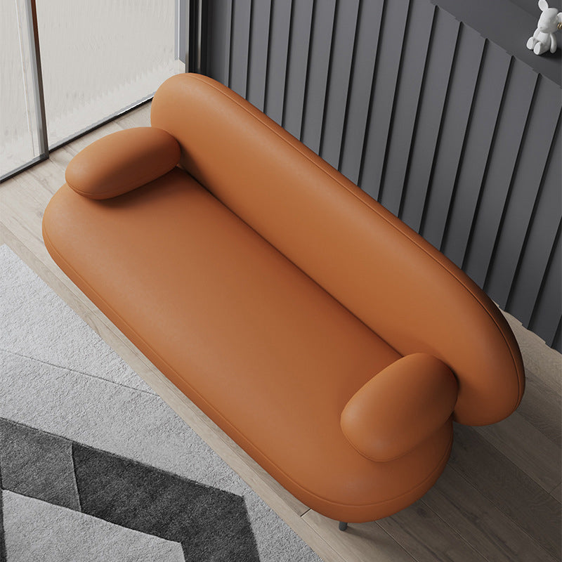 Contemporary Pillow Top Arm Standard Sofa Faux Leather Tight Back Sofa