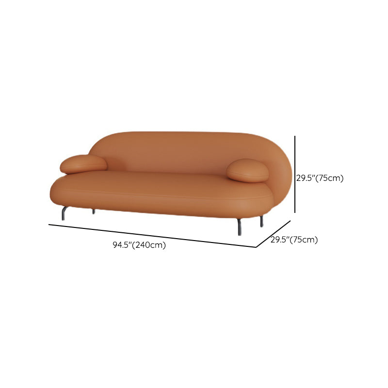 Contemporary Pillow Top Arm Standard Sofa Faux Leather Tight Back Sofa