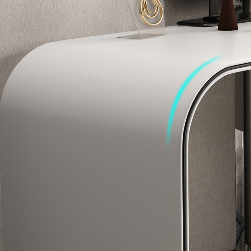 IJdelheid van 2 ladesset echte leer- en metalen make-upkapidafel met spiegel en ontlasting