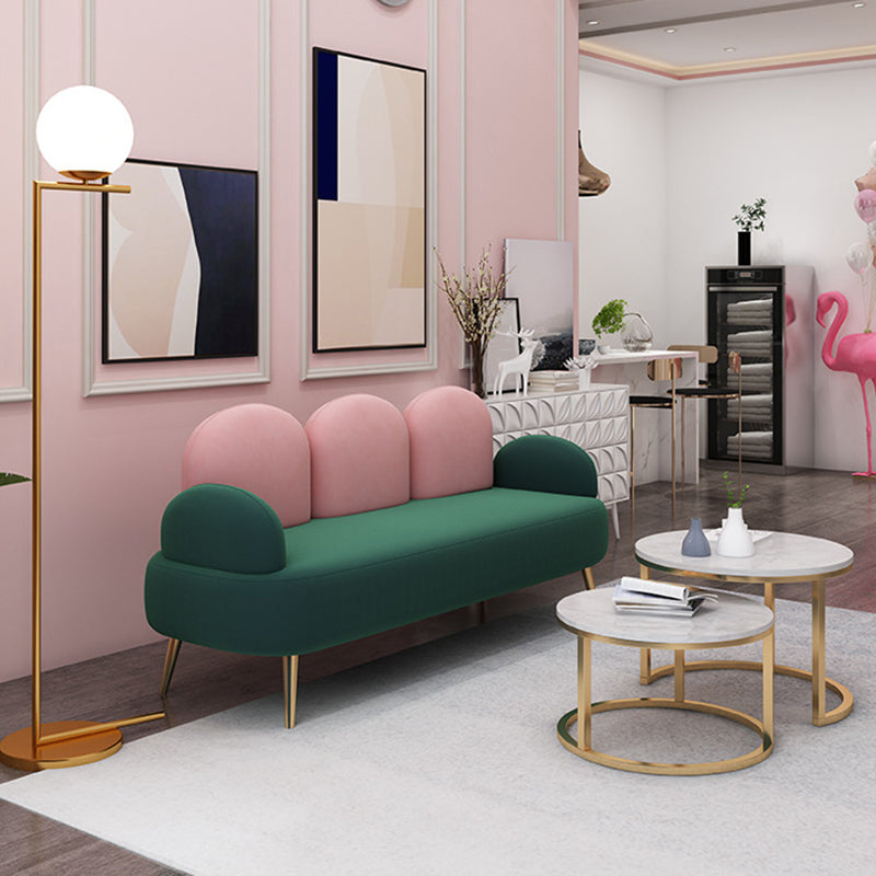 Contemporary Velvet Standard Seating Camel Back Rolled Arm Sofa Clearhalo 'furn' 'furn_sofas' 'Furniture' 'Living Room Furniture' 'Sofa' 'sofas' 6201925