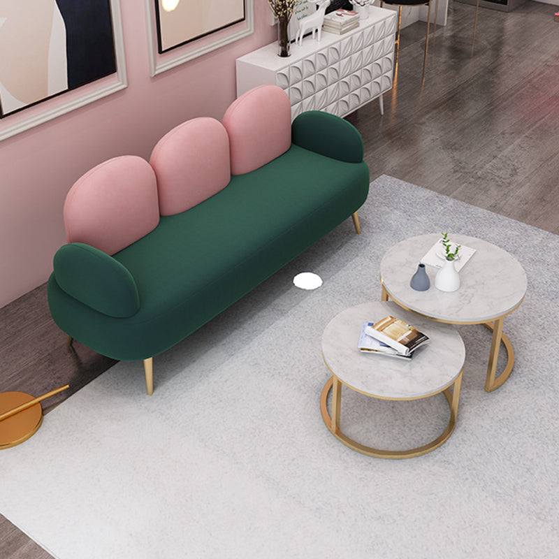 Contemporary Velvet Standard Seating Camel Back Rolled Arm Sofa Clearhalo 'furn' 'furn_sofas' 'Furniture' 'Living Room Furniture' 'Sofa' 'sofas' 6201927
