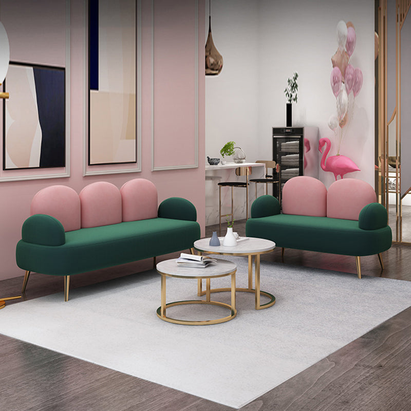 Contemporary Velvet Standard Seating Camel Back Rolled Arm Sofa Clearhalo 'furn' 'furn_sofas' 'Furniture' 'Living Room Furniture' 'Sofa' 'sofas' 6201928