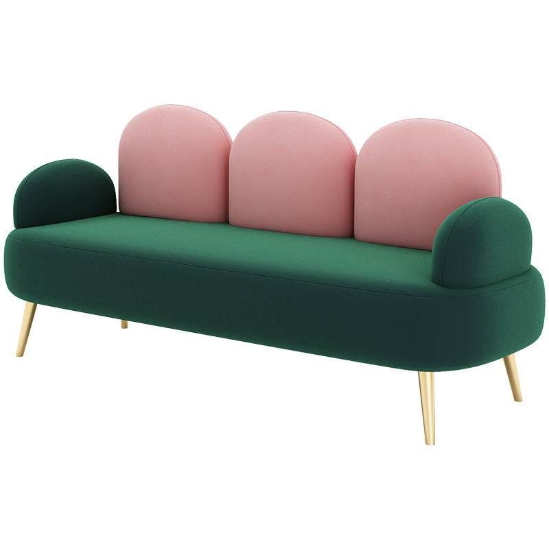 Contemporary Velvet Standard Seating Camel Back Rolled Arm Sofa Clearhalo 'furn' 'furn_sofas' 'Furniture' 'Living Room Furniture' 'Sofa' 'sofas' 6201929