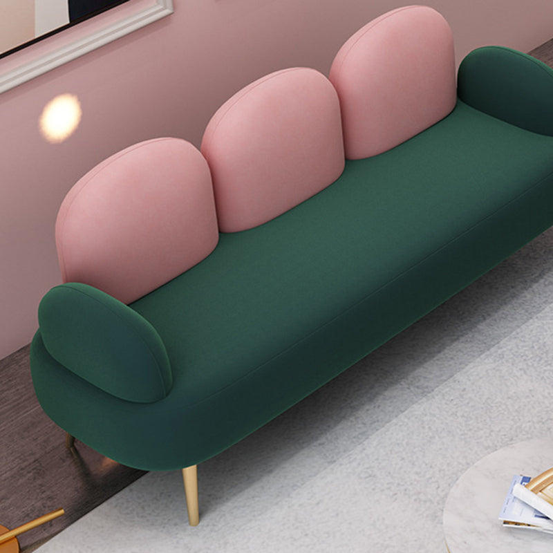 Contemporary Velvet Standard Seating Camel Back Rolled Arm Sofa Clearhalo 'furn' 'furn_sofas' 'Furniture' 'Living Room Furniture' 'Sofa' 'sofas' 6201934