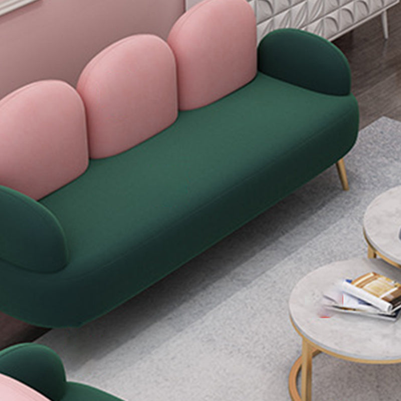 Contemporary Velvet Standard Seating Camel Back Rolled Arm Sofa Clearhalo 'furn' 'furn_sofas' 'Furniture' 'Living Room Furniture' 'Sofa' 'sofas' 6201935