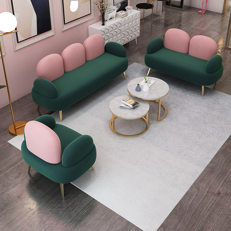 Contemporary Velvet Standard Seating Camel Back Rolled Arm Sofa Clearhalo 'furn' 'furn_sofas' 'Furniture' 'Living Room Furniture' 'Sofa' 'sofas' 6201940