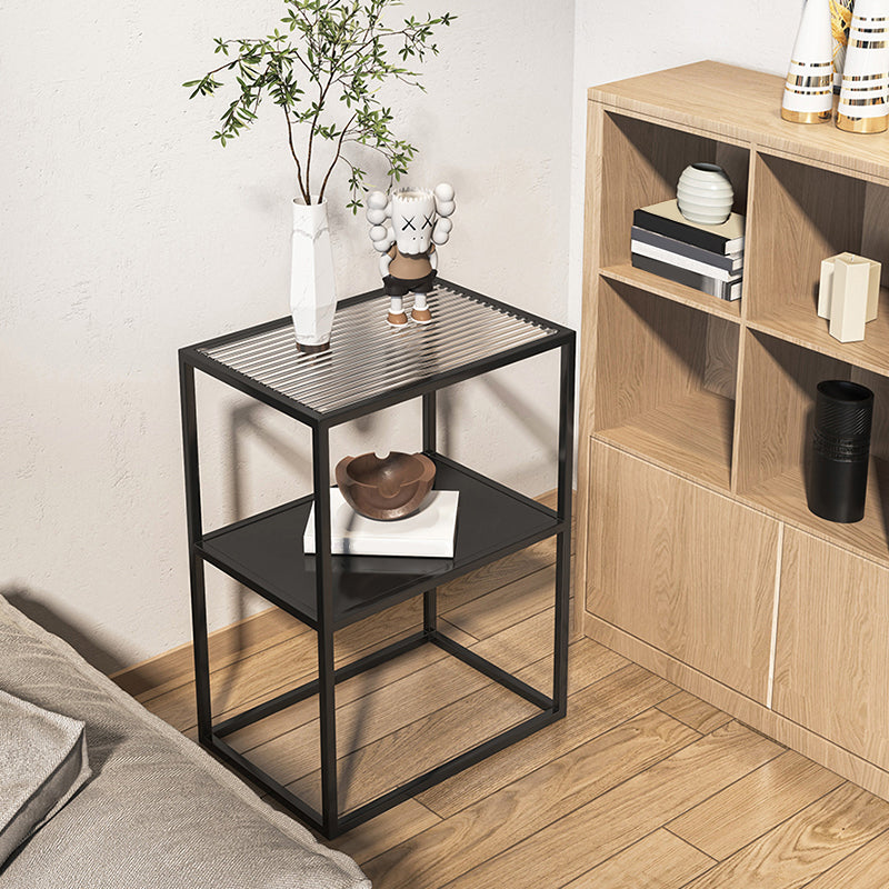 Mesa de deslizamiento del extremo de marco mesa de esquina de doble nivel rectangular con almacenamiento