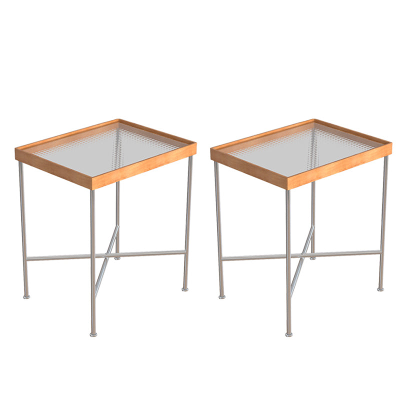 Modern Cross Legs End Slide Table Clear Tray Top Corner Table 19"L x 15"W x 20"H White Houndstooth 2 Clearhalo 'Coffee & Accent Tables' 'End & Side Tables' 'end_side_tables' 'furn' 'furn_end_side_tables' 'Furniture' 'Living Room Furniture' 6202001