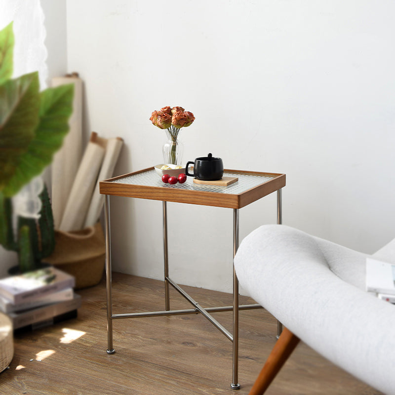 Modern Cross Legs End Slide Table Clear Tray Top Corner Table Clearhalo 'Coffee & Accent Tables' 'End & Side Tables' 'end_side_tables' 'furn' 'furn_end_side_tables' 'Furniture' 'Living Room Furniture' 6202002