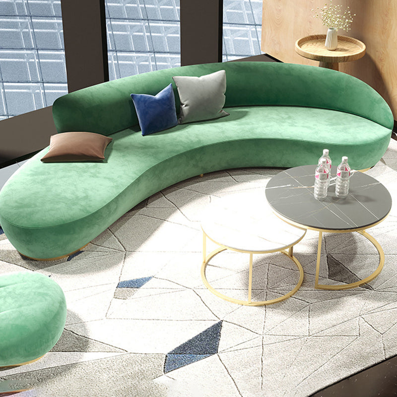 Contemporary Velvet Curved Sofa Armless Tight Back Seating for Living Room