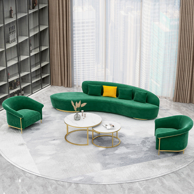 Contemporary Velvet Curved Sofa Armless Tight Back Seating for Living Room