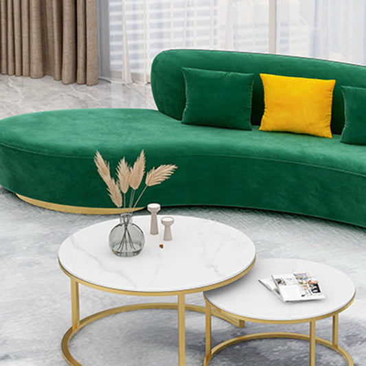Contemporary Velvet Curved Sofa Armless Tight Back Seating for Living Room